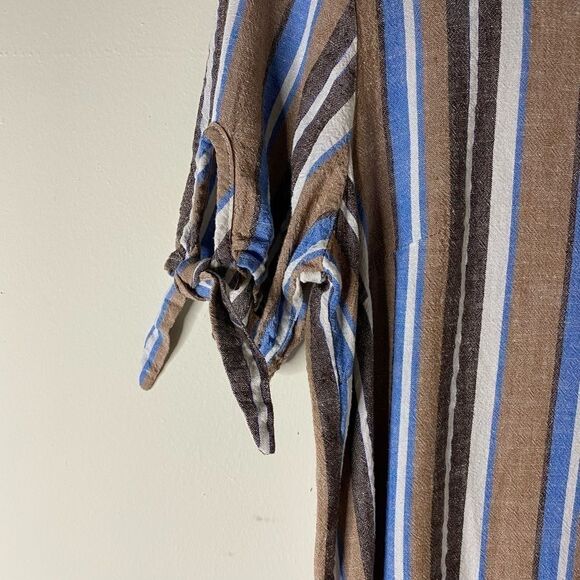 Chloe + Rene Striped Linen Blend Dress Size M - Picture 4 of 7